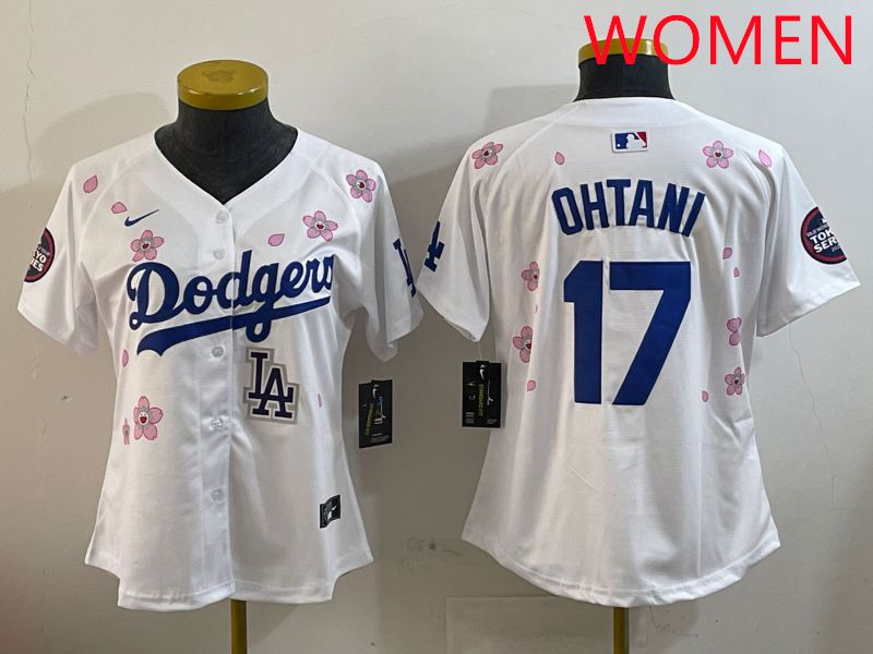 Women Los Angeles Dodgers 17 Ohtani White Sakura Edition 2025 Nike MLB Jersey style 8